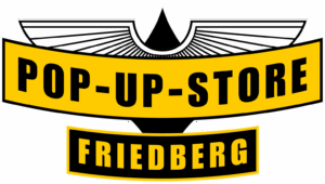 Logo des Pop-Up-Store Friedberg Logo des PopUp Store Friedberg in gelb schwarz als Verlinkung zum Popup Store